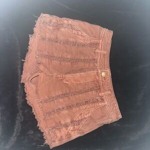Free People Burnt Orange Denim Shorts